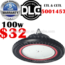 5 años de garantía highbay DLC UL 100 w shenzhen UFO LED alta bahía de luz, precio más bajo 100 W 150 W 200 w alta bahía llevó la lámpara